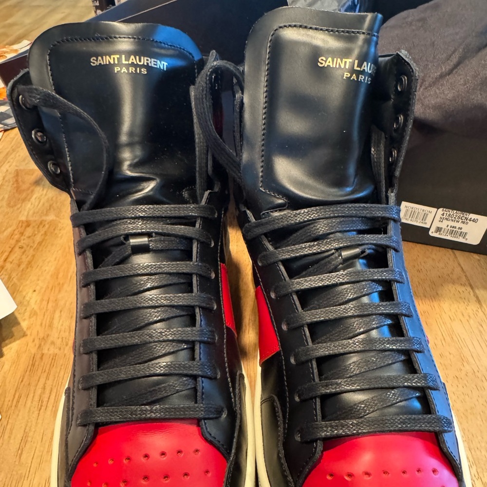 Saint Laurent Black and Red Sneakers
